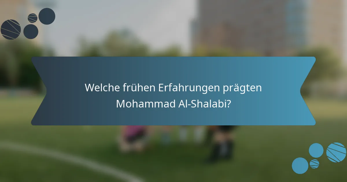 Welche frühen Erfahrungen prägten Mohammad Al-Shalabi?