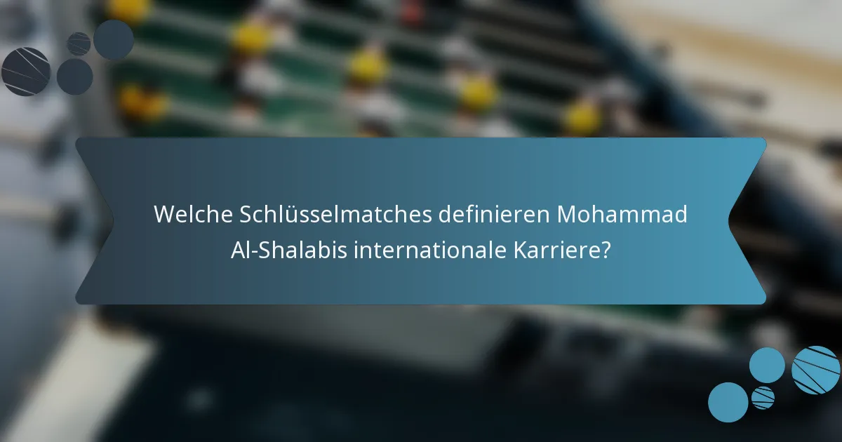 Welche Schlüsselmatches definieren Mohammad Al-Shalabis internationale Karriere?