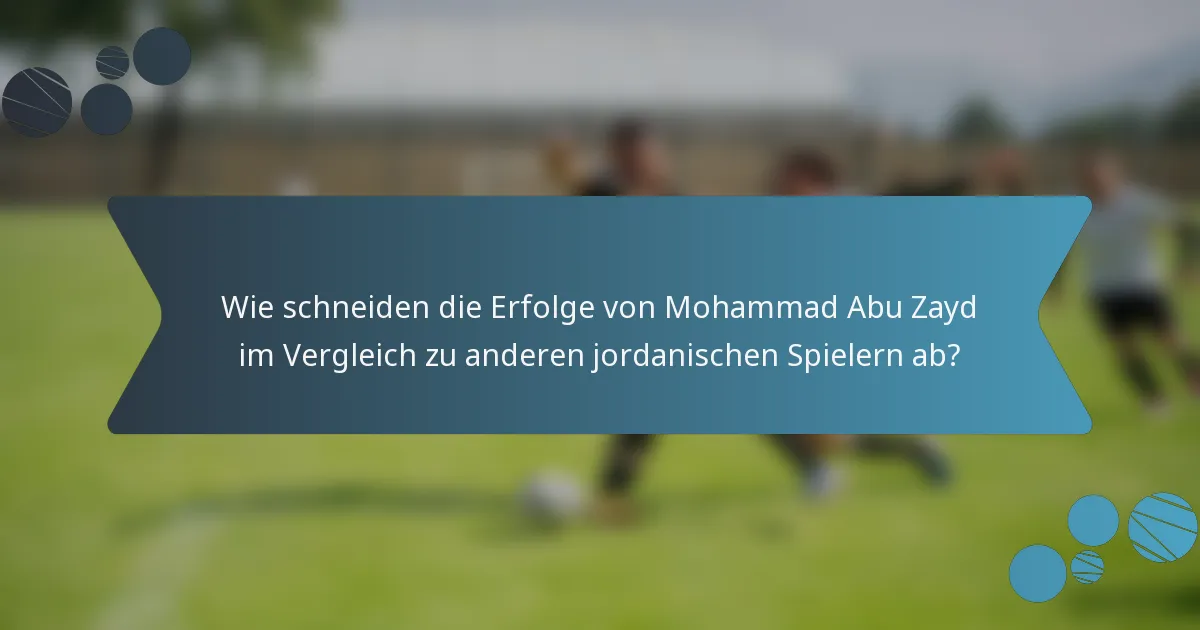 Wie schneiden die Erfolge von Mohammad Abu Zayd im Vergleich zu anderen jordanischen Spielern ab?